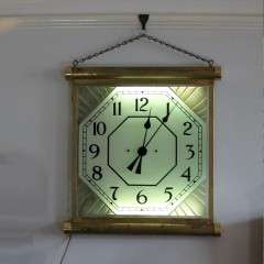 1930's brass illuminated Cinema clock. Made in England by 