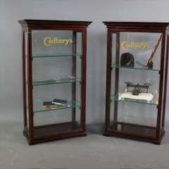 Pair of counter top Cadburys shop display cabinets