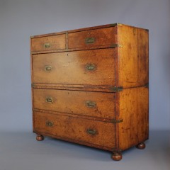 Antique campaign chest of drawers in solid oak