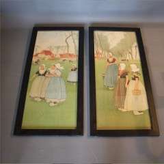 Pair of arts and crafts nursery lithographs by H Cassiers