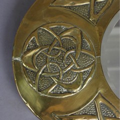Arts and Crafts oval brass mirror with Celtic Knot design