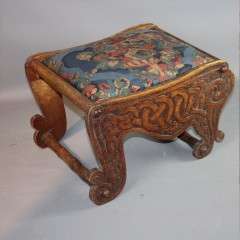 Celtic carved arts and crafts stool .Fivemiletown