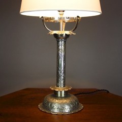 Lovely quality silver plated table lamp with chased decoration
