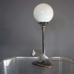 Art Deco Fox table lamp in chrome.
