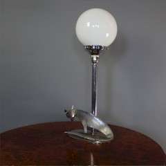 Art Deco Fox table lamp in chrome.