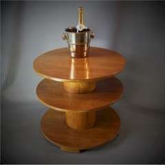 Art Deco three tier Drum table in oak