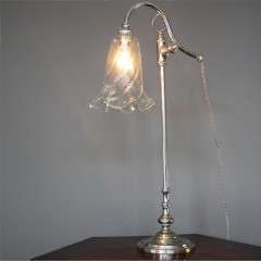 Elegant Edwardian adjustable table lamp with clear glass shade. Elegant Edwardian adjustable table l