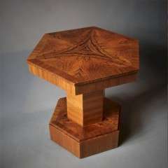Art Deco hexagonal side table burr walnut