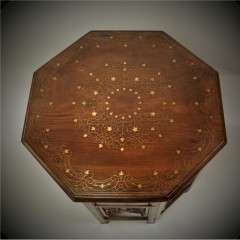 Anglo Indian brass Inlaid Octagonal Side Table