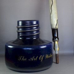 Oversized advertising Parker Duofold fountain pen and inkwell