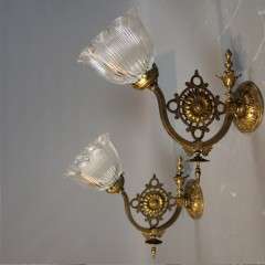 Wonderful pair of Gothic brass wall lights