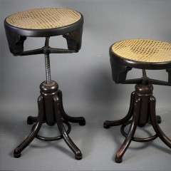 Thonet, pair of adjustable bentwood stools