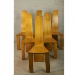 Pearl Dot set of six oak dining chairs by Robert Williams (b.1942)