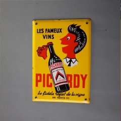 French enamel sign Picardy with bottle