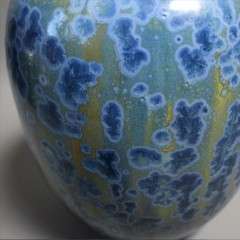 Pierrefonds pottery vase with fine blue crystalline glaze