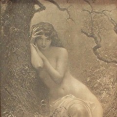 Pre-Raphaelite print in arts and crafts oak frame