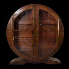 Art Deco walnut circular display cabinet