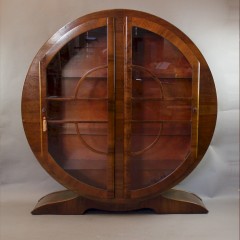 Art Deco walnut circular display cabinet