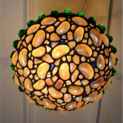 Lovely 1920's hanging ceiling light with shells and coloured glass