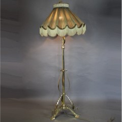 Victorian brass floor lamp with shade