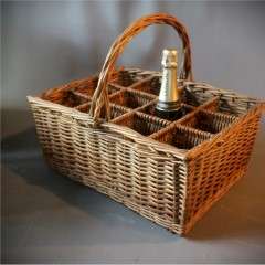 Wicker basket bottle carrier