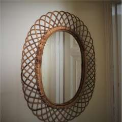 Large Mid Century Italian Bamboo Mirror,