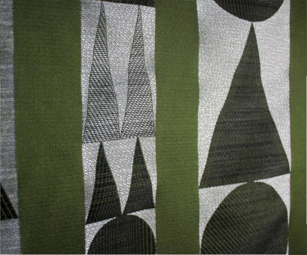 A Vintage unused Roll of green fabric with Topiary Tree Design