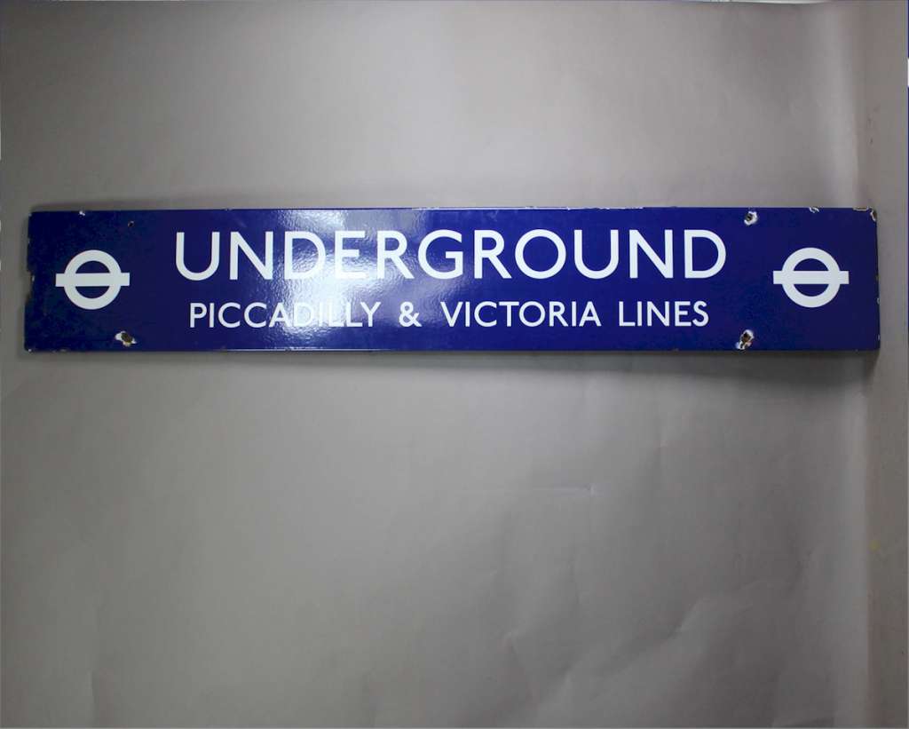 Original London Underground enamel sign for the Piccadilly Line