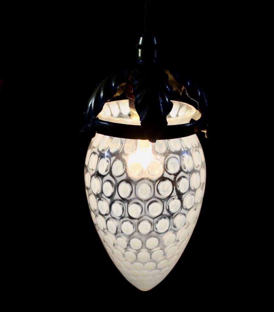 Arts and Crafts pendant vaseline shade