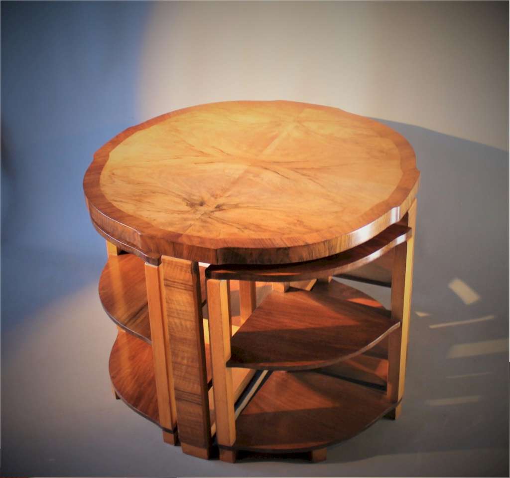 Art Deco Walnut Quintetto nest of tables