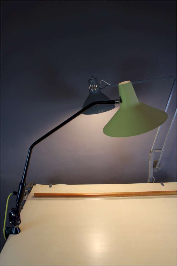 1950's vintage French Industrial adjustable desk lamp